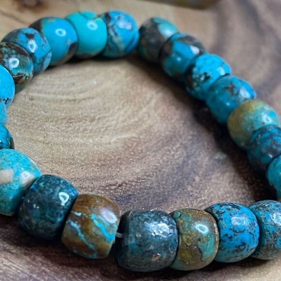 Turquoise beaded stretch bracelet ONE NEW reiki meditation crystal healing 9mm b - Picture 7 of 12